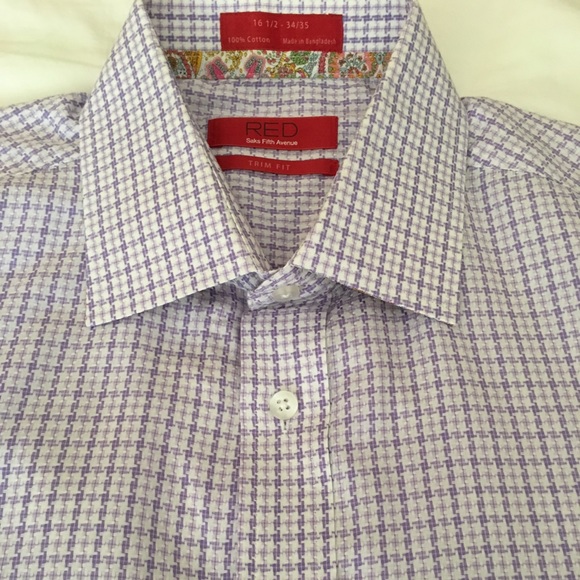 SAKS FIFTH AVENUE RED TRIM fit 16.5 34-35 - Picture 1 of 4